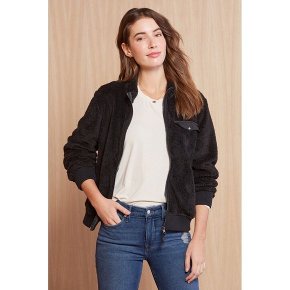Rails Austin Jacket Fleece Teddy Black Full Zip Fuzzy - Picture 2 of 9